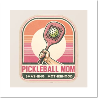 Pickleball Mom smashing Motherhood, vintage retro pickleball Posters and Art